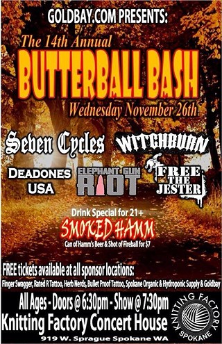 Butterball Bash feat. Seven Cycles, Witch Burn, Dead Ones USA, Concrete Grip, Free the Jester