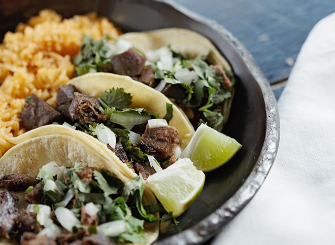 Lengua tacos from Tacos Tumbras