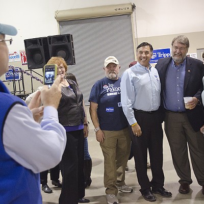 Regional candidates mingle with workers at annual labor rally