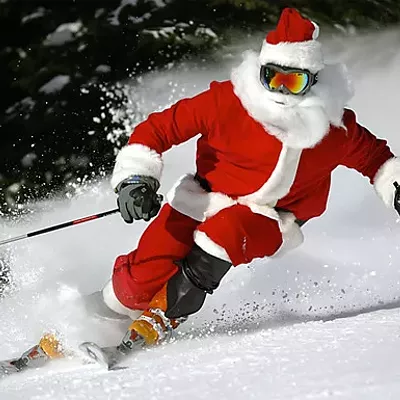 Image: Skiing Santa, bells in spades and a Christmas Eve at the theater