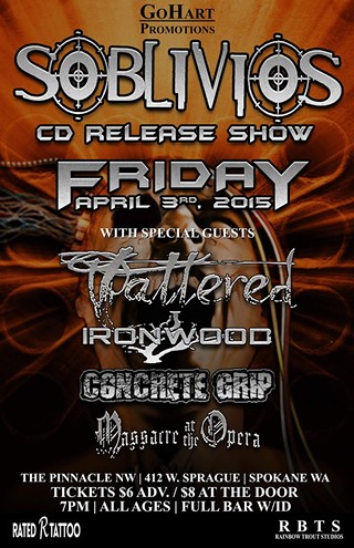 Soblivios and Tattered dual CD release show with Ironwood Massacre at the Opera and Concrete Grip