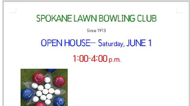 Spokane Lawn Bowling Open House