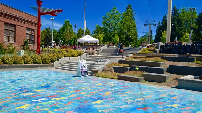 Image: Interactive chalk mural 900 Horses on display through the weekend