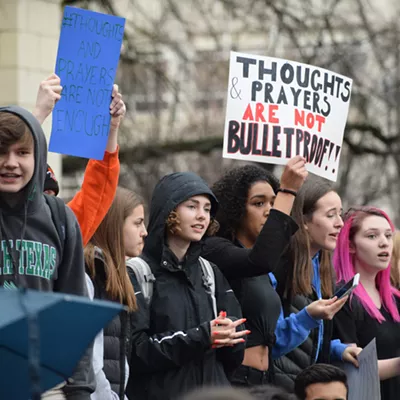 Image: Hundreds walk out of Lewis and Clark High School amid national student protest of gun violence