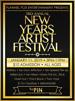 New Years Artist Festival with Mallory, My Own Affliction, Ten Speed Pile Up, Millers Sun and more