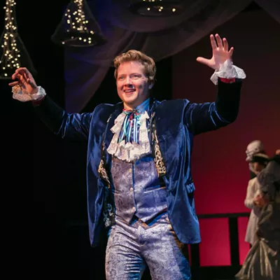 Image: Mitch Heid as Wolfgang Amadeus Mozart in AMADEUS at Spokane Civic Theatre