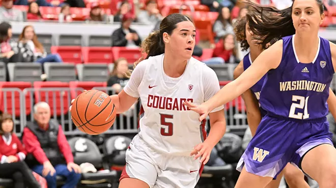 Image: Between Washington State's Charlisse Leger-Walker and Gonzaga's Truong twins, &#10;the Inland Northwest is a hotspot of women's hoops guard play