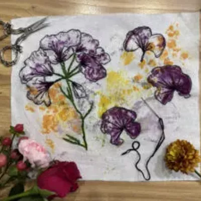 Image: Flower Pounding with Hand Embroidery