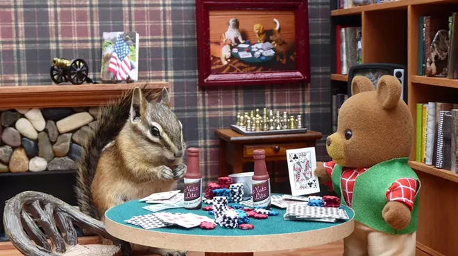 Image: FriendChips captures chipmunks in the office, playing poker and drinking Nutz Lite