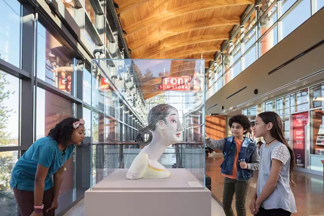 Kids check out art from the MAC's permanent collection at the Museum