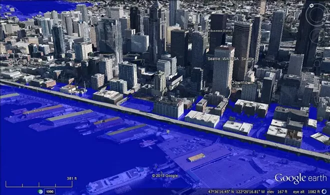 How much sea levels would have to rise to drown Spokane