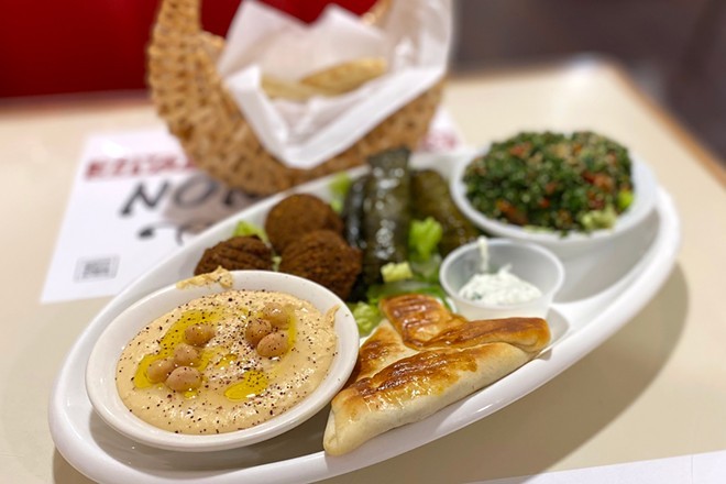 Lebanon Cafe's sampler platter includes hummus, dolmades, falafel and more.