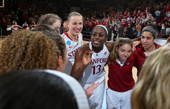 Stanford celebrates after beating Michigan in the second round of the NCAA tournament on Tuesday.