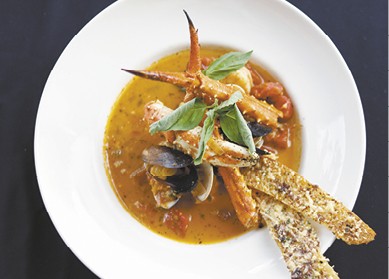 Cioppino with Kalamata Olive Toast available during The Great Dine Out