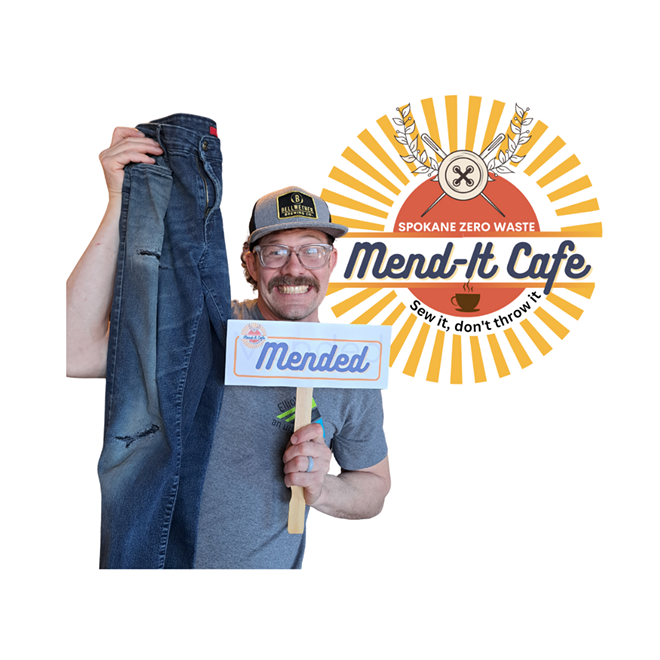That's one happy customer! Dave Musser of Bellwether Brewery, Host of March's Mend-It Cafe