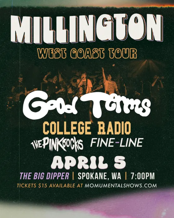 Image: Millington, Good Terms, College Radio, The Pink Socks, Fine-Line
