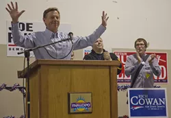 Regional candidates mingle with workers at annual labor rally