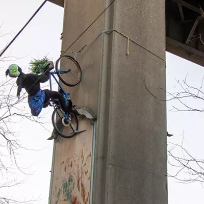 Image: NEWS BRIEFS: A new mysterious bike hangs near the Spokane River