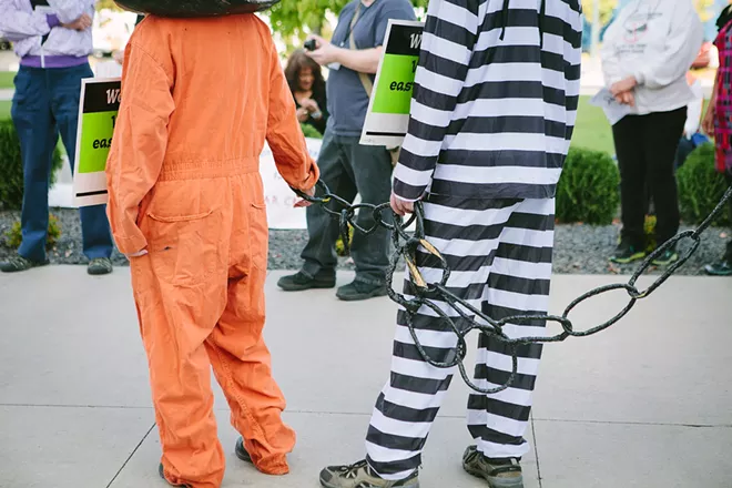 PHOTOS from today's protest of Condoleezza Rice