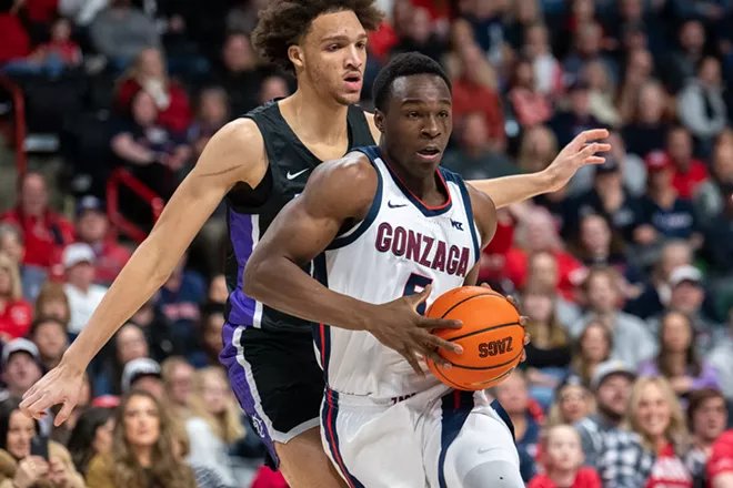 Image: Photos of Gonzaga's 81-50 win over Portland at the Community Cancer Fund Classic at the Spokane Arena on Thursday, January 2, 2025