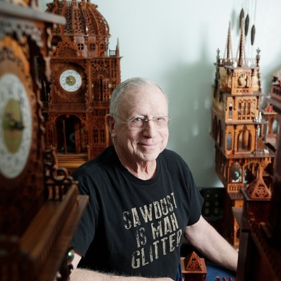 Retired veteran Richard Weatherly has been making grandiose clocks for over 20 years