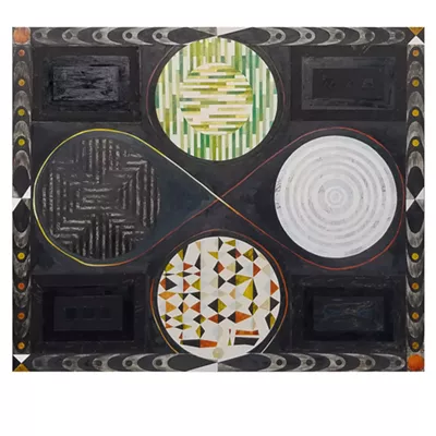 Image: Saranac Art Projects present, ' Presencing'; works by Emily Somoskey, Mana Mehrabian, Ellen Picken, Lena J. Lopez Schindler, & Hannah Koeske. Opening Reception - Friday, January 7, 2022, 5-8pm.
