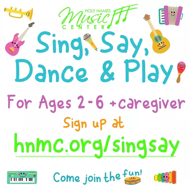 Flyer for Sing, Say, Dance & Play at HNMC.org