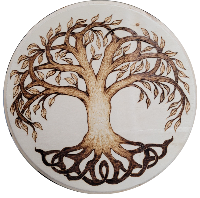 Wood burned tree