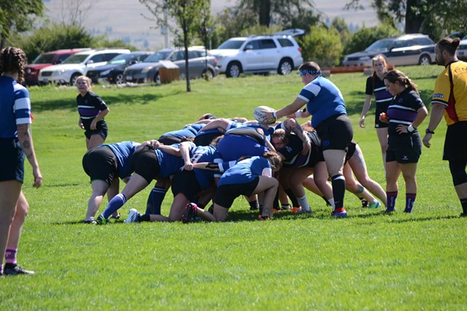Spokane Phoenix and Missoula Betterside scrum down at their match in early September.