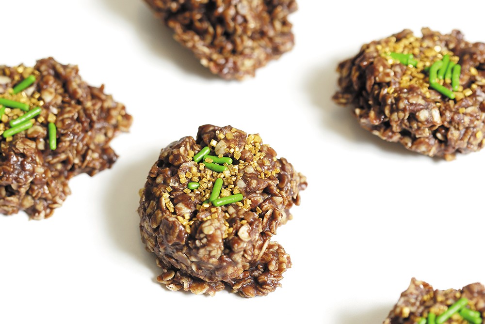 Weed-infused, chocolate peanut butter no-bake cookies are a simple sweet treat