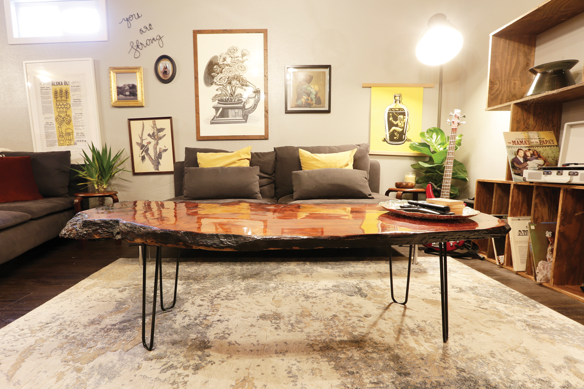 At home, designer Katie Getman's preferred location is in the basement