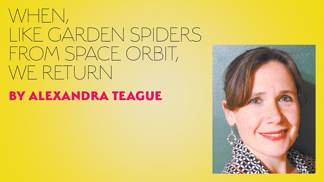 When, Like Garden Spiders from Space Orbit, We Return