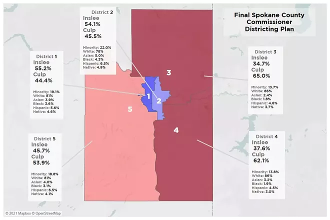 Here's what Spokane County's final proposed redistricting map looks like