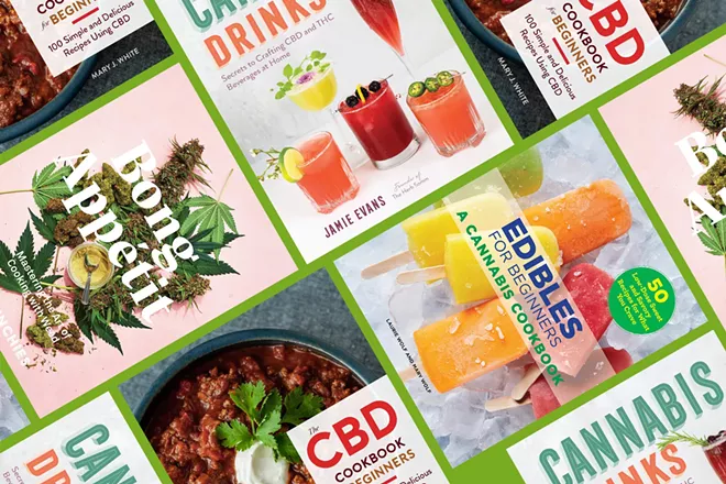 Cannabis cookbooks geared &#10;toward ganja gourmands and culinary newbies alike