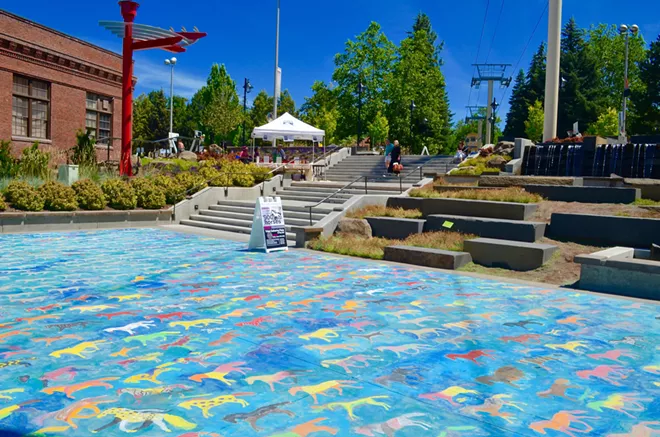 Interactive chalk mural 900 Horses on display through the weekend
