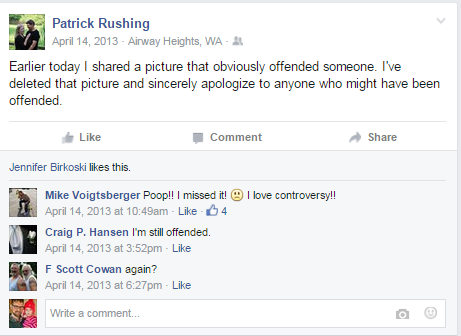 75+ more questionable posts by Airway Heights Mayor Patrick Rushing