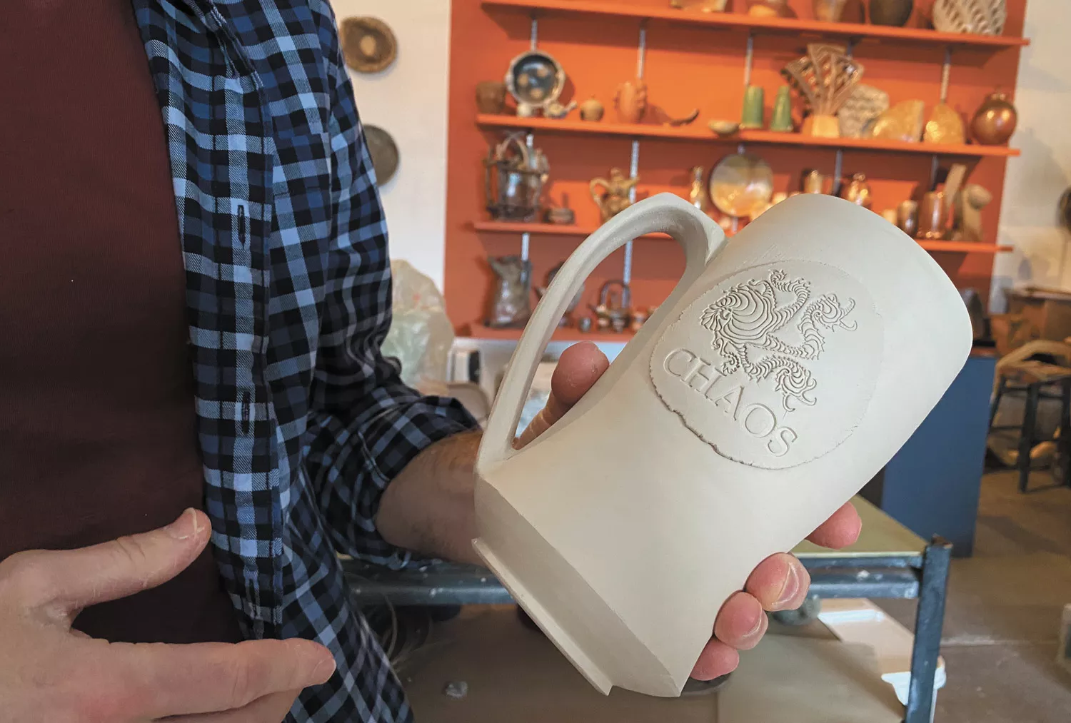 Chris Kelsey creates functional and sculptural artworks out of clay at Spokane's Trackside Studio
