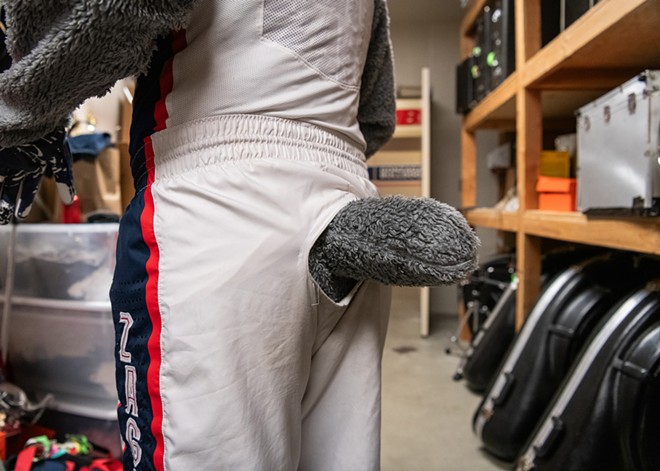 We wanted a first-hand mascoting experience, so I became Gonzaga's Spike for a volleyball game