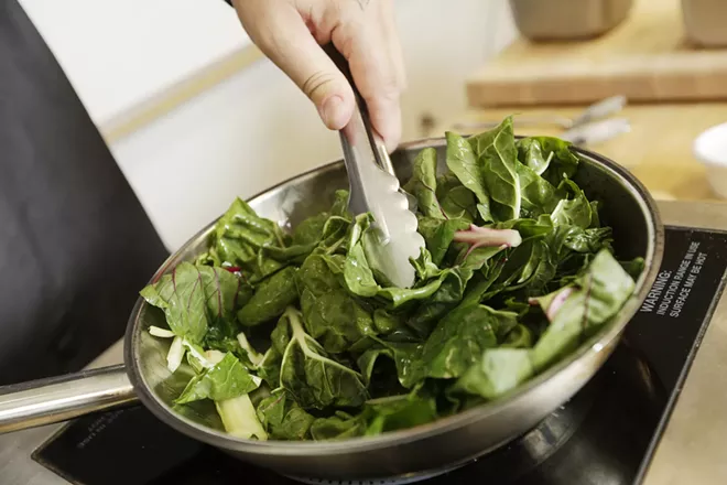 Recipe: Lentils and mushrooms over wilted greens by chef Cynthia Monroe (2)