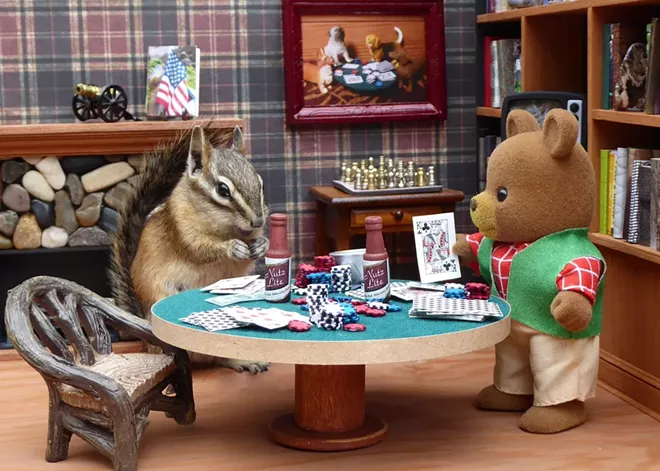 FriendChips captures chipmunks in the office, playing poker and drinking Nutz Lite