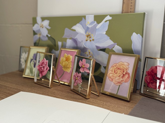 Nicole Nutt paints — and sews — cheerful flowers to brighten your space