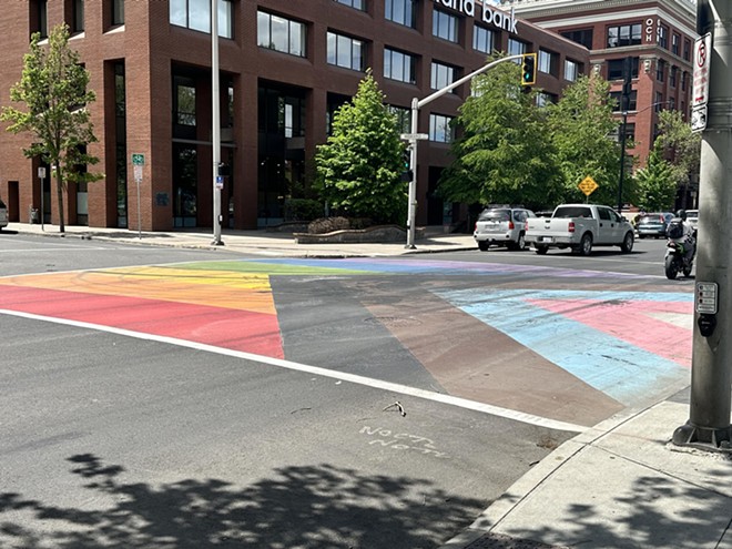 Spokane city leaders denounce hate following defacement of an LGBTQ+ crosswalk