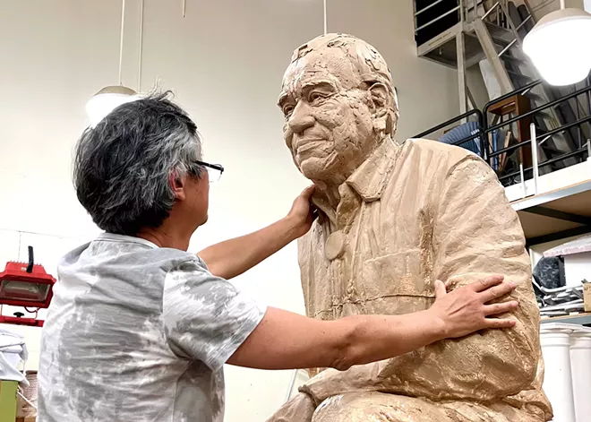 A bronze statue of Nisqually fishing rights activist Billy Frank Jr. heads to D.C. next year; first a model of the piece stops in Spokane