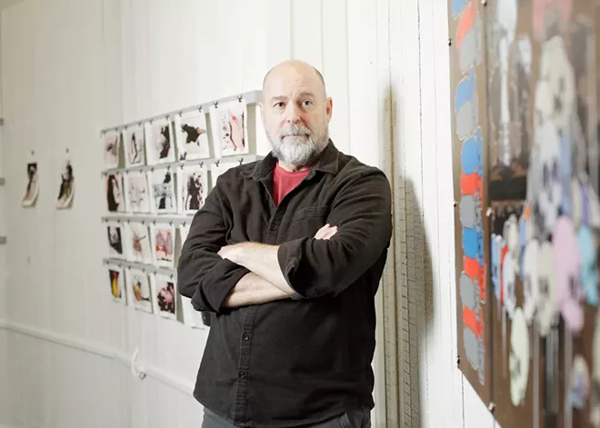 Joe Tomlinson keeps drawing fun with pop surreal images on unconventional surfaces; see his art at Entropy Gallery this May