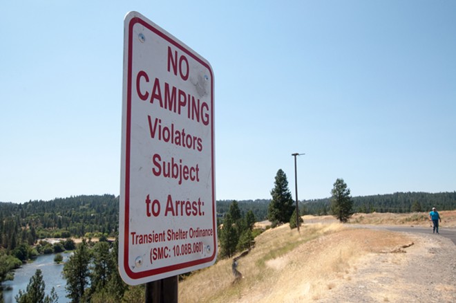 The city's newest addition to Kendall Yards' Centennial Trail: 18 anti-homeless-camping signs