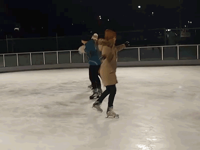 Mayor David Condon and others test out Riverfront Park's new ice-skating ribbon (4)