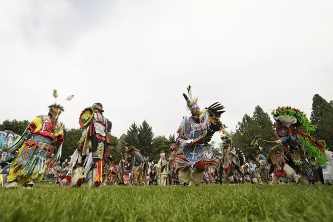 Dancers at the Gathering At The Falls Powwow in August.