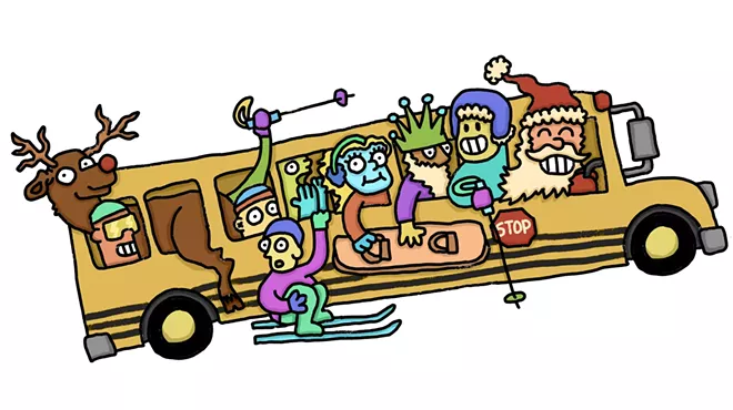 Ah, the ski bus — a rite of passage for many young skiers, and still offering a trip through nostalgia to get to the snow on the other side