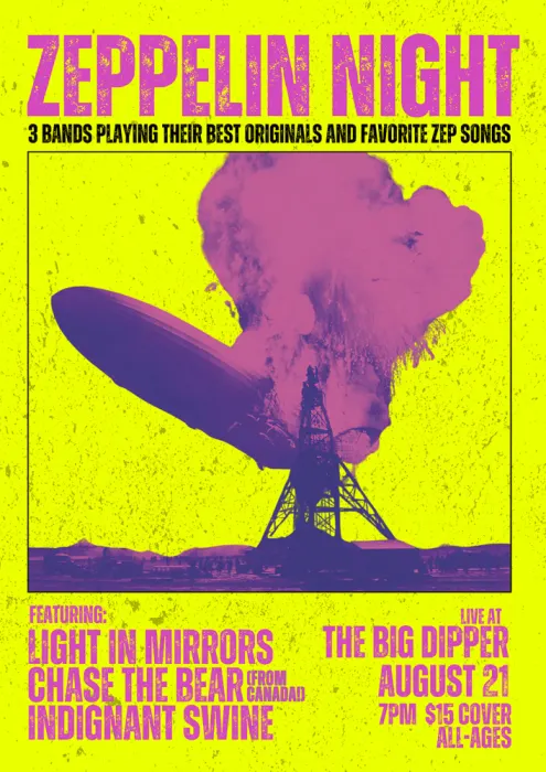 Image: Zeppelin Night: Light In Mirrors, Chase the Bear, Indignant Swine